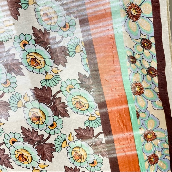 SOLD Johnny Was Floral Scarf in Orange & Blue - Picture 6 of 6